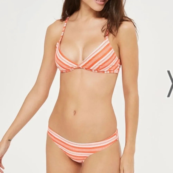 NWT Minkpink Coral Stripe Triangle Bikini Bottom - Picture 3 of 4